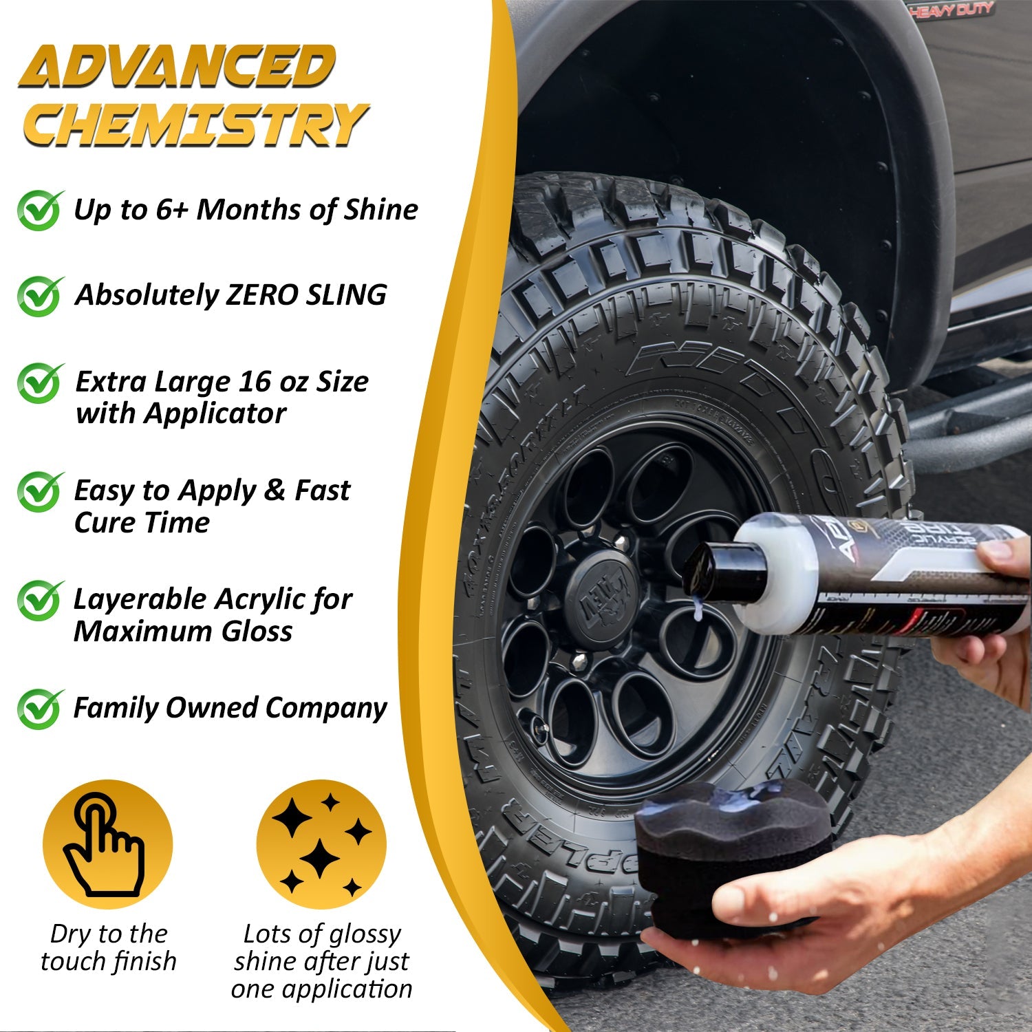 Acrylic Tire Protectant - Semi Permanent Tire Shine - APEX Auto Products