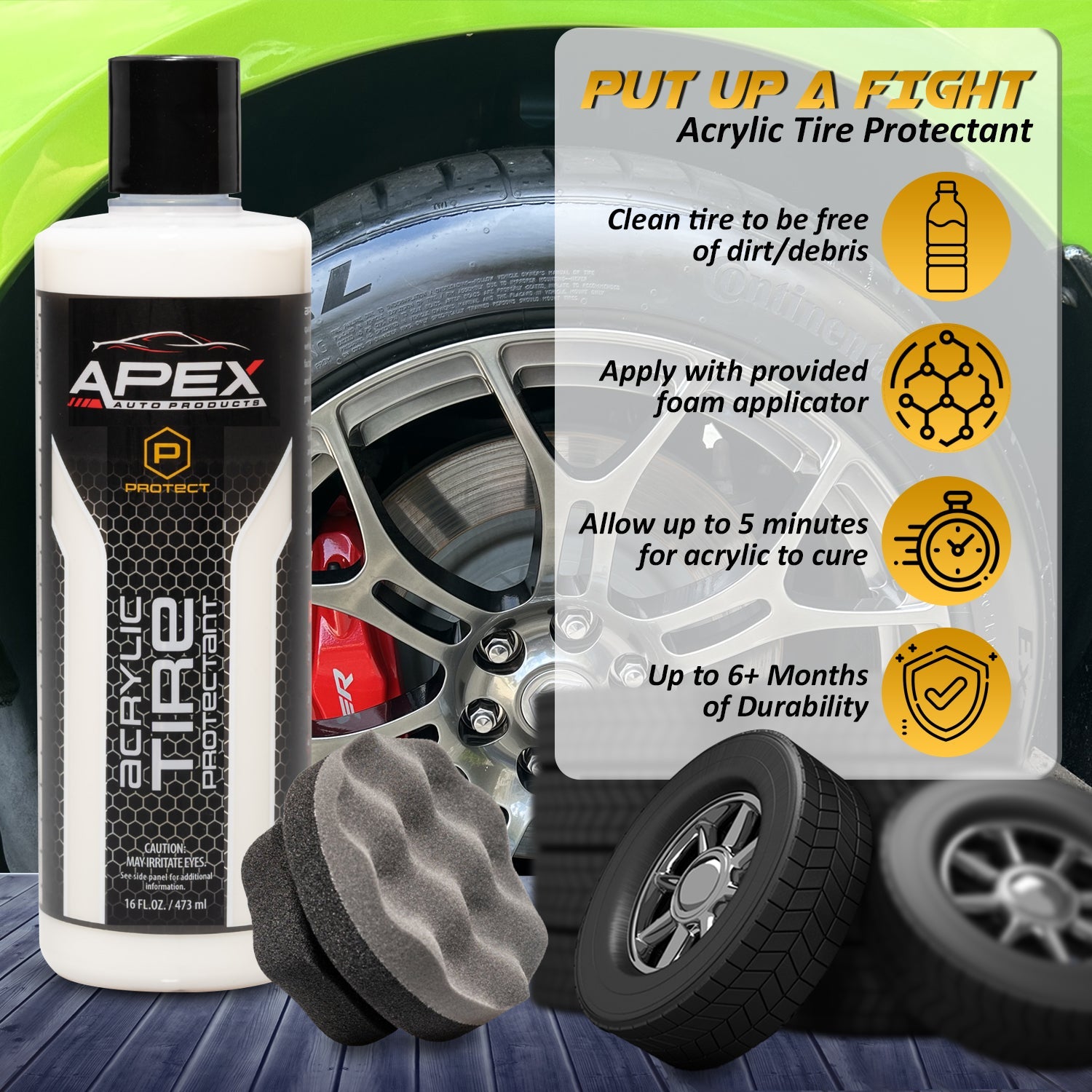 Acrylic Tire Protectant - Semi Permanent Tire Shine - APEX Auto Products
