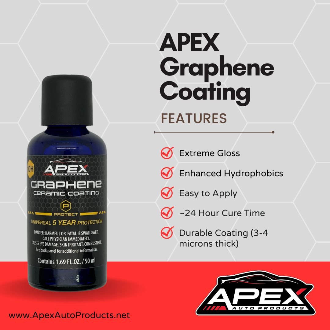 Apex Graphene Ceramic Coating 50ml - Professional Car Paint Protection for Up to 5 Years - Apply Easily - Hydrophobic Formula for Ultra Gloss 